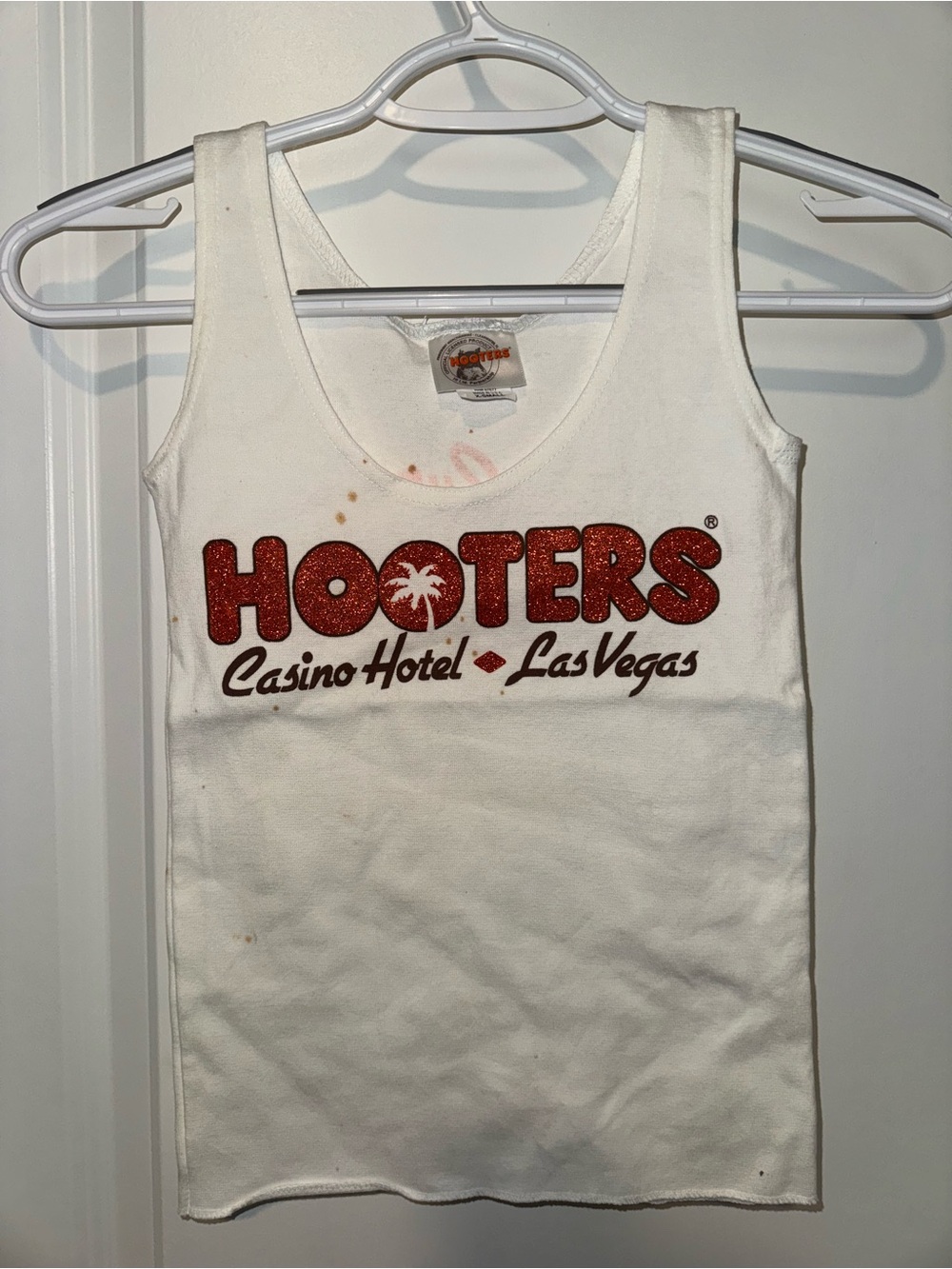 Hooters White Tank with Glitter Logo